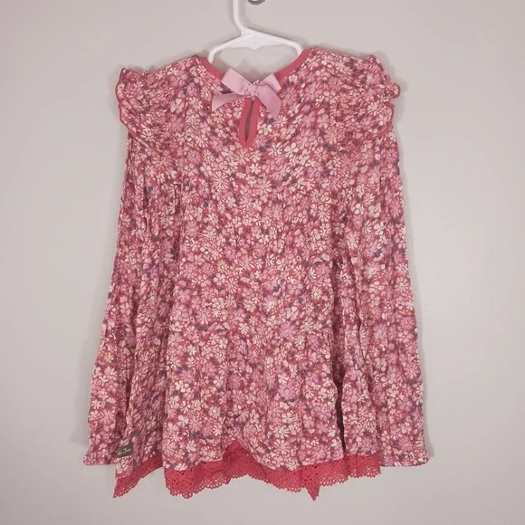 Matilda Jane Floral Ruffle Pink Long Sleeve Girl's Blouse Size 10 New - Picture 2 of 7